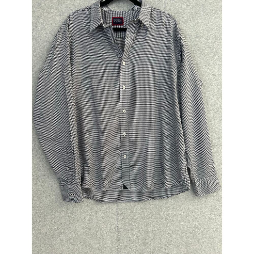 UNTUCKit Anselmo‎ Mens XL Regular Fit Long Sleeve Cotton Houndstooth Shirt Black